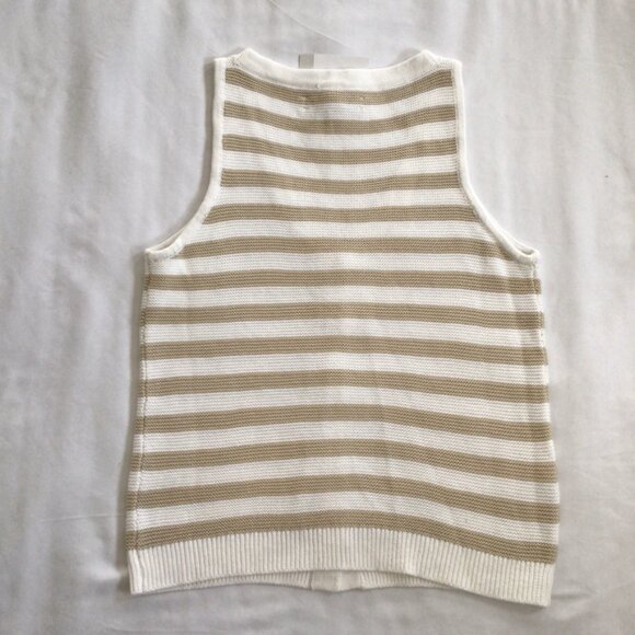 LOFT Cotton Sweater Vest Striped Sz XS - Picture 7 of 9
